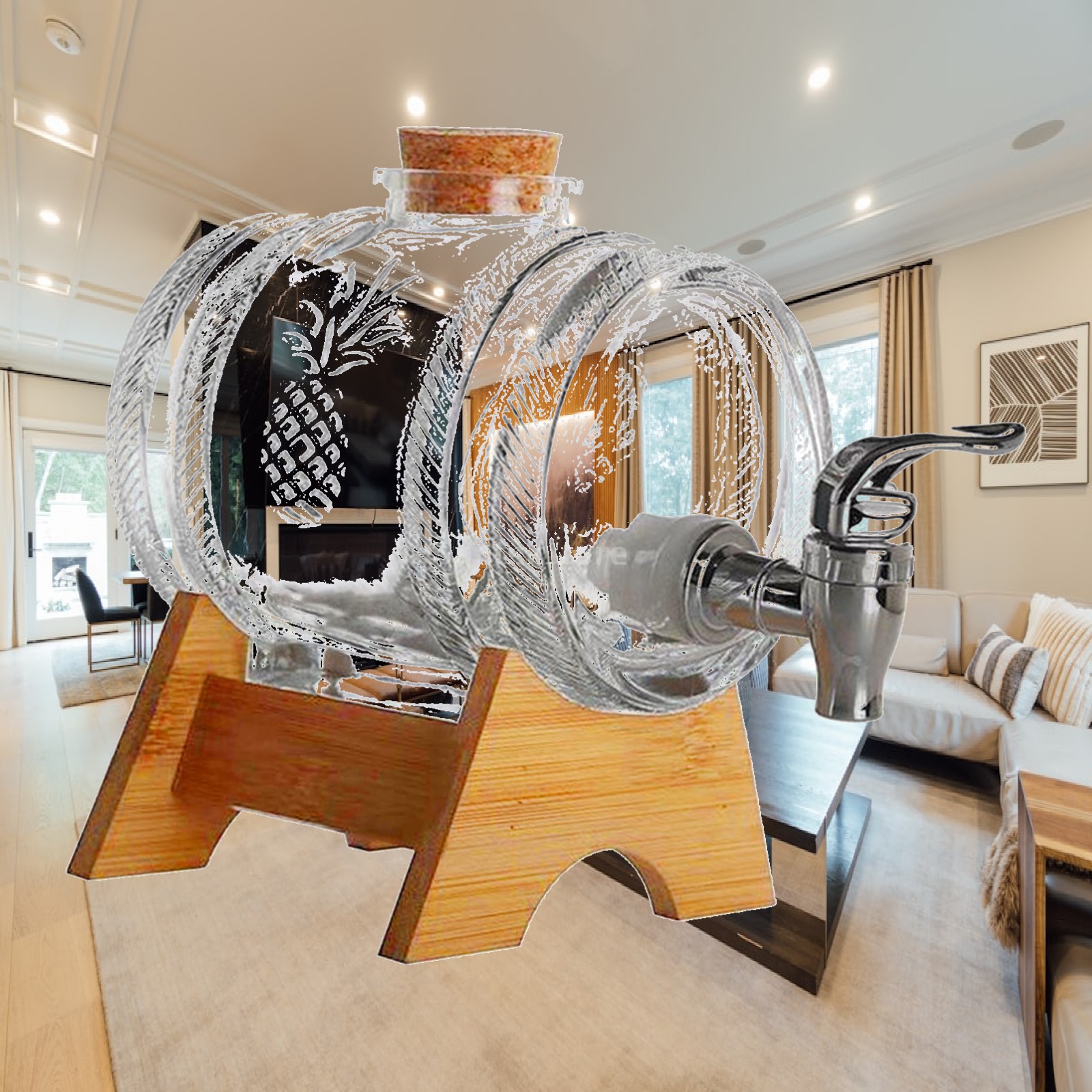 Wine Beer Spirits - Dispensador de Vidrio Premium con Tapón