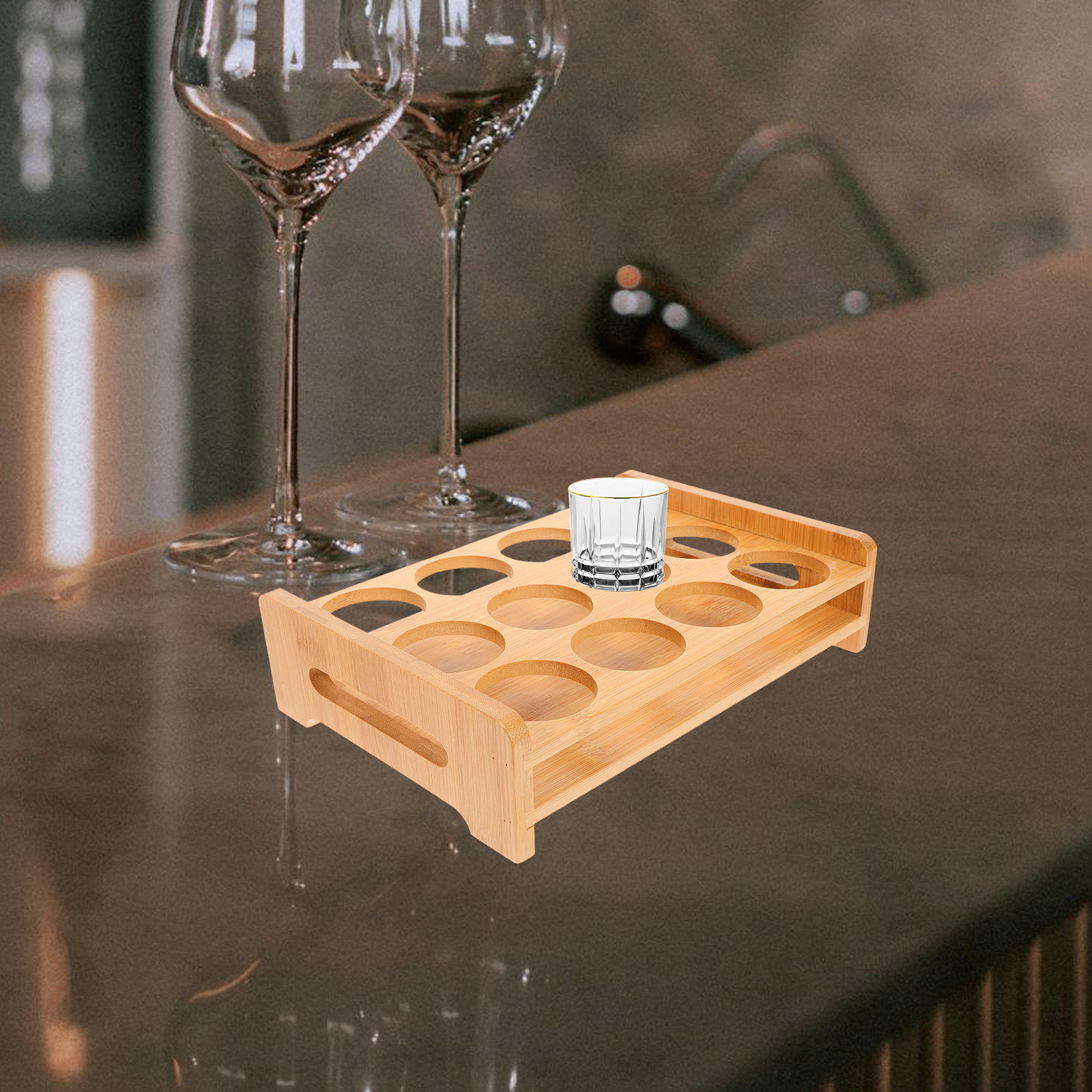 Wine Beer Glass - Soporte de Bambú para Vasos de